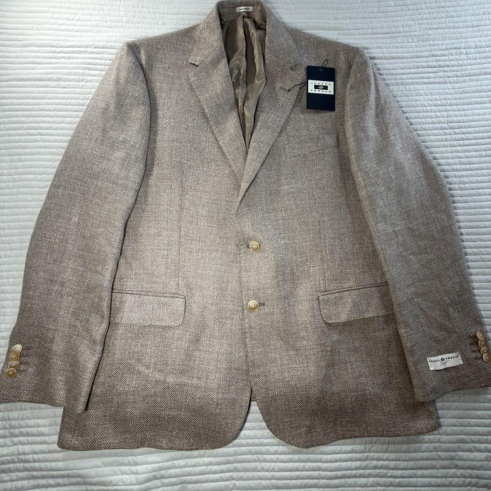 Joseph Abboud Sport Coat Men 44R Tan New Italian Fabric Soft Blazer